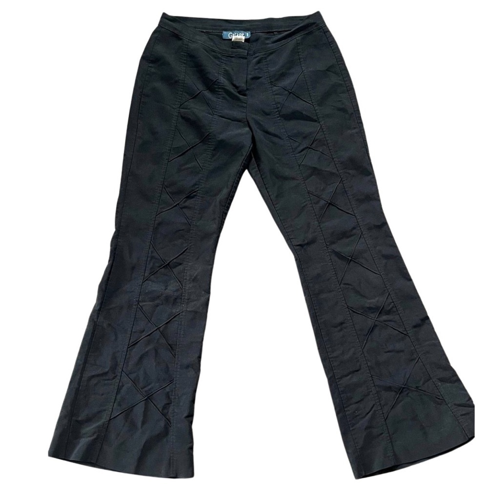 🇨🇦 Y2K Garage Black Criss Cross Stitches Low rise Flare Size Medium